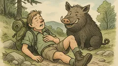 Witz: Ein Wanderer im Oberland trifft ein Wildschwein