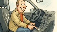 Witz: Ein Mann sitzt im Auto