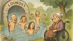 Witz: Pilger baden in Lourdes, plötzlich geschieht Wunder