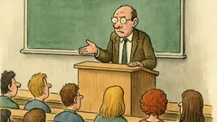 Witz: Ein misstrauischer Dozent vor seinen Studierenden