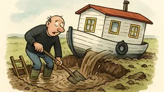 Witz: Ein Ostfriese unterkellert sein Hausboot