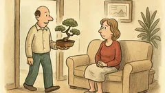 Witz: Ein Bonsaigärtner kommt nach Hause und fragt