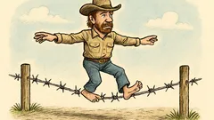 Witz: Chuck Norris kann barfuß Seiltanzen auf Stacheldraht