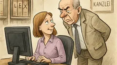 Witz: In einer Kanzlei sitzt eine Anwaltsgehilfin
