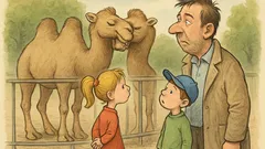 Witz: Vater mit Kindern im Zoo bei Kamelen