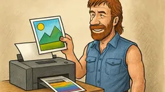 Witz: Chuck Norris druckt in Farbe