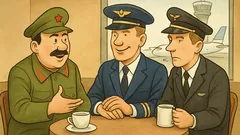 Witz: Drei Piloten prahlen im Flughafen-Café
