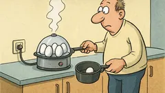 Witz: Eier-mit-Eierkocher-Kocher.