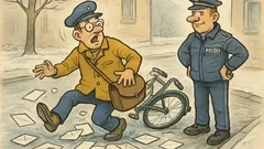 Witz: Briefträger stürzt bei Glatteis vor Polizist