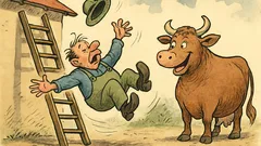 Witz: Fällt der Bauer von der Leiter…