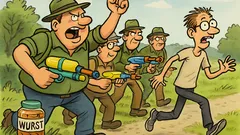 Witz: Füllt eure Wasserpistolen mit Wurstwasser