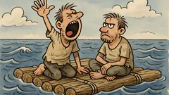 Witz: Zwei Schiffbrüchige treiben auf einem Floß
