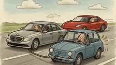 Witz: Ein Fiat bleibt auf der Autobahn liegen