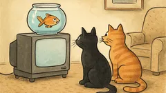 Witz: Zwei Katzen reden übers Fernsehen