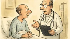 Witz: Fragt der Patient: „Steht’s schlimm, Doktor?“