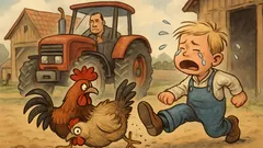 Witz: Auf einem Bauernhof, hochverschuldete Familie...