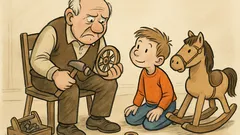 Witz: Opa soll das Schaukelpferd reparieren…