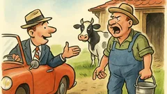 Witz: Ein Amerikaner fährt durch Bayern