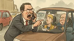 Witz: Ein Anwalt im Stau diktiert wütend