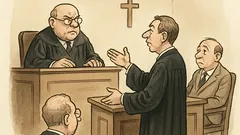 Witz: Plädoyer vor Gericht: Beamter muss arbeiten