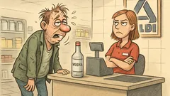 Witz: Ein Mann kommt sturzbetrunken in den Aldi