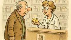 Witz: In der Apotheke, fragt der Kunde nervös