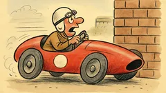 Witz: Letzte Worte des Rennfahrers: Die Bremsen!