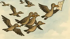 Witz: Ein Vogelschwarm macht sich auf die Reise