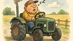 Witz: Pennt der Bauer auf dem Trecker