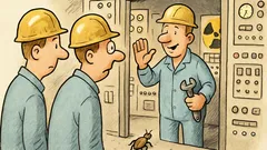 Witz: Der AKW-Wartungsmechaniker winkt ab…