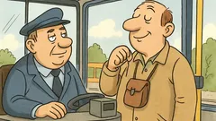 Witz: Ein Mann mit Brustbeutel steigt ein