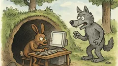 Witz: Hase hämmert am Computer – Diplomarbeit über Wölfe