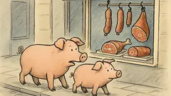Witz: Zwei Schweine vor der Metzgerei…