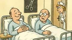 Witz: „Überstanden!“, denkt der frisch Operierte