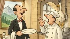 Witz: Im Berghotel bestellt der Ober Entenbraten…