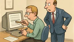 Witz: Im Büro fragt der Chef nervös