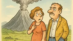 Witz: Ein Ehepaar steht vor einem Vulkan