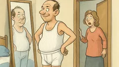 Witz: Ein Mann zieht den Bauch ein