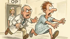 Witz: Chefarzt fragt: Warum rennen Sie weg?