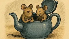 Witz: Zwei Mäuseriche sitzen in einer Kaffeekanne