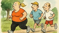 Witz: Zwei Jogger laufen hinter einer Joggerin