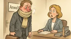 Witz: Ein junger Anwalt schleppt sich hustend