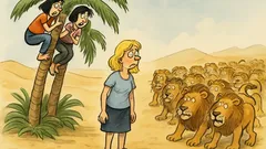 Witz: Eine Blondine trifft Löwen in der Wüste