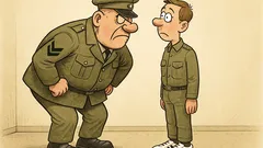 Witz: Der Feldwebel mustert den Rekruten