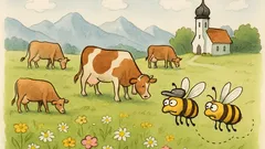 Witz: Zwei Bienen über der Almwiese…