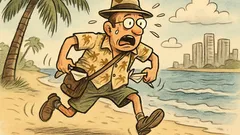 Witz: Deutscher Tourist läuft verzweifelt am Strand