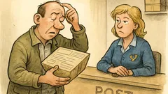 Witz: Ein Mann steht ratlos im Postamt