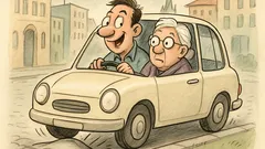 Witz: Ein Mann fährt mit Oma durch