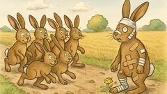 Witz: Sechs Hasen hoppeln den Feldweg entlang