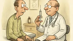 Witz: Patient fragt den Arzt nach der Spritze